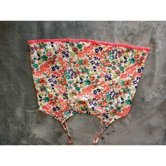 LIMONATA Juniors Neon Floral Crop Top Sz M Spaghetti Strap Bright Beachy - Picture 2 of 7